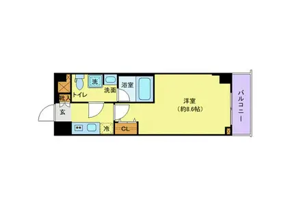 ステージグランデ竹ノ塚(1K/3階)の間取り写真