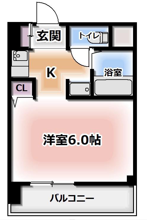 リバティーハイツ(1K/2階)の間取り写真