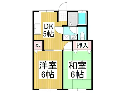 クローバーハイツ常盤(2DK/2階)の間取り写真