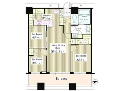 芝浦アイランド ケープタワー(3LDK/35階)の間取り写真