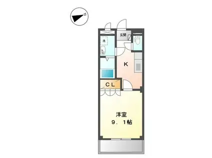 コンフォール白水(1K/2階)の間取り写真