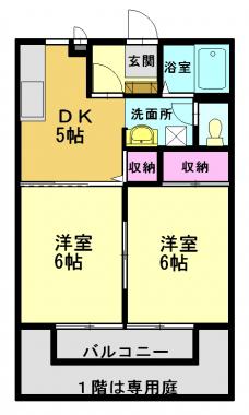 アークサキノミヤA(2DK/2階)の間取り写真