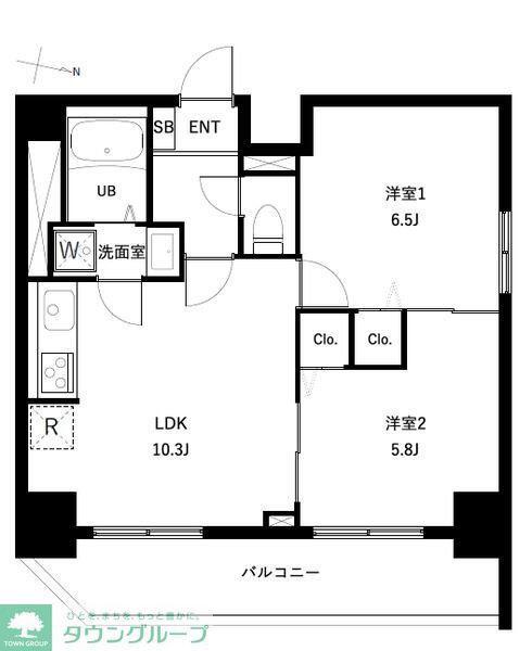 アーバンパーク扇大橋(2LDK/10階)の間取り写真