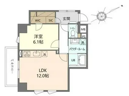 シュブラン大井町(1LDK/5階)の間取り写真