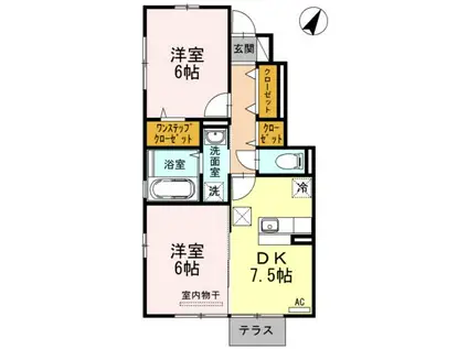 アルデバラン(2DK/1階)の間取り写真