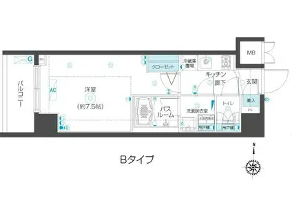 ZOOM市谷本村町(1K/11階)の間取り写真