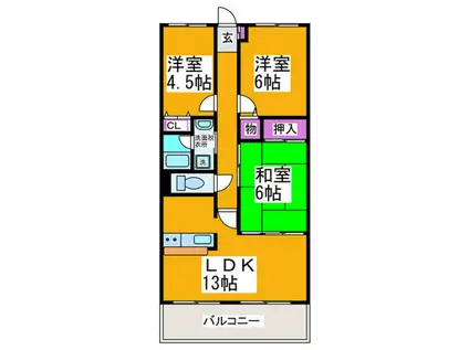 ボンソワール深井(3LDK/3階)の間取り写真