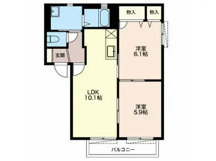 ハイツ陽光(2LDK/2階)の間取り写真