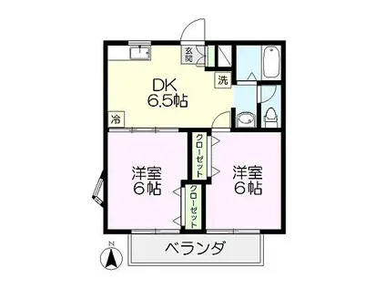 ドリームクレストI(2DK/1階)の間取り写真