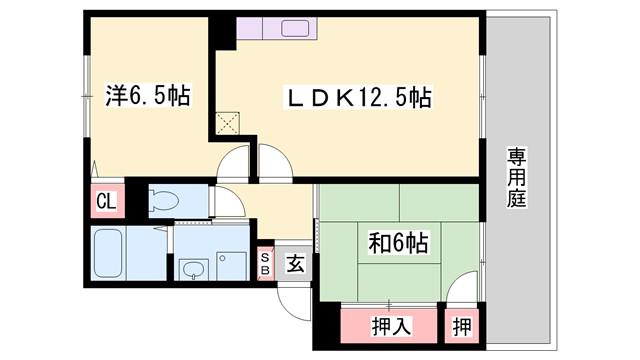 エスポワールイダⅡ番館(2LDK/1階)の間取り写真