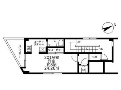 中込ビル(1K/2階)の間取り写真