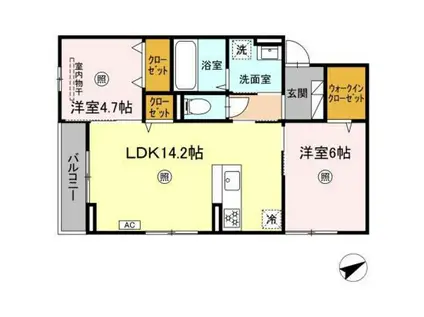 ボヌール祇園(2LDK/2階)の間取り写真