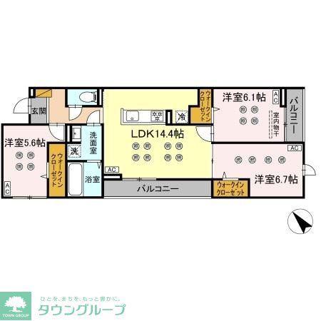 D-KISARIA WI(3LDK/2階)の間取り写真