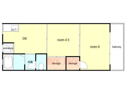 エルパラッツォ本山南(2DK/1階)の間取り写真