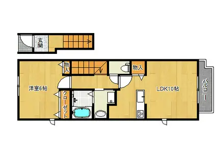 ボヌール(1LDK/2階)の間取り写真