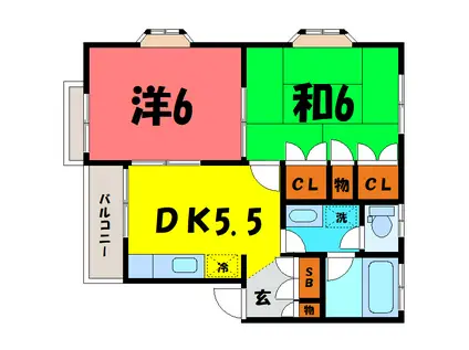 ドミール井野(2DK/1階)の間取り写真
