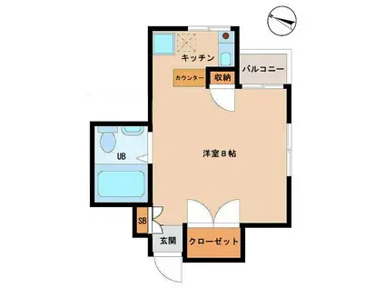 バードモアハイツ(1K/1階)の間取り写真