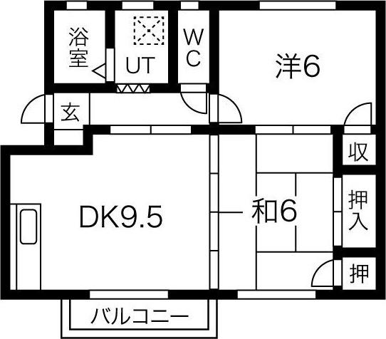 ハイツラック(2DK/2階)の間取り写真