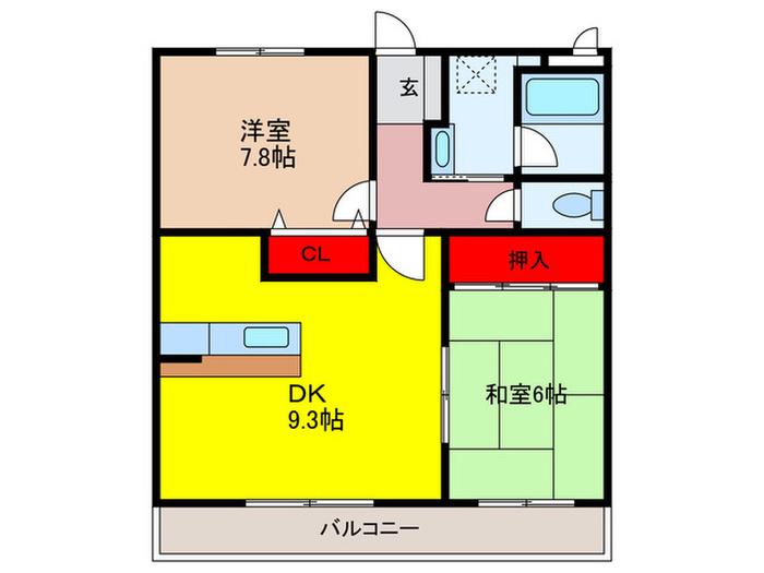 ソレーユ関西(2DK/2階)の間取り写真