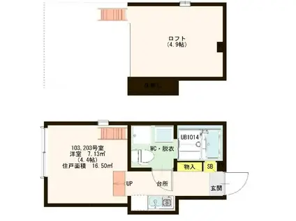 アルストロメリア(1K/2階)の間取り写真