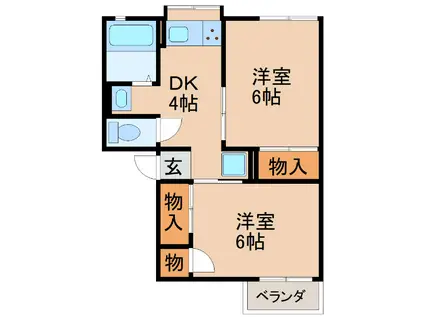ハイツ渡辺(2DK/2階)の間取り写真