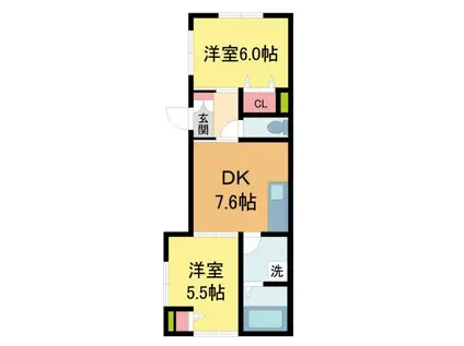 SKYE松浜町(2DK/1階)の間取り写真