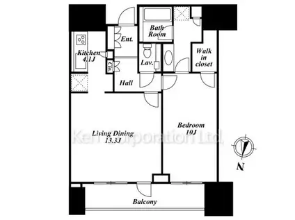赤坂タワーレジデンスTOP OF THE HILL(1LDK/20階)の間取り写真