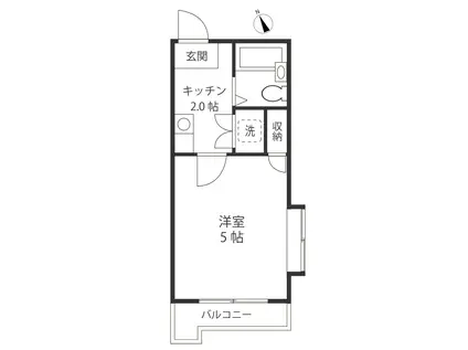 シャトレ広尾(1K/2階)の間取り写真