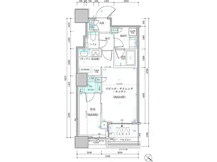 パークタワー勝どきサウス(1LDK/5階)の間取り写真