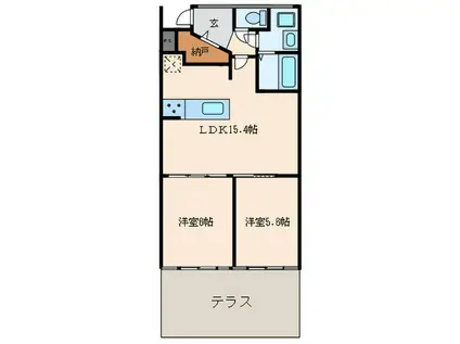 GLASS HOUSE(2LDK/1階)の間取り写真