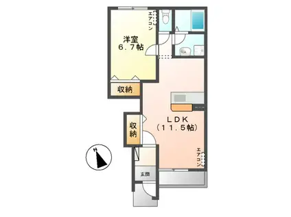 フェリーチェC(1LDK/1階)の間取り写真