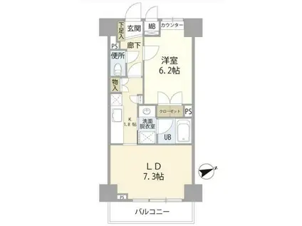 アルカンシエル横浜山下公園(1LDK/5階)の間取り写真