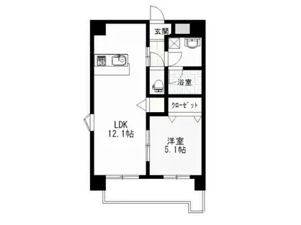 サウスイン奥田(1LDK/5階)の間取り写真