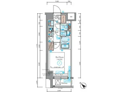 エステムコート横浜(1K/5階)の間取り写真