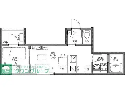 KEIAI RESIDENCE 西大宮(1LDK/2階)の間取り写真