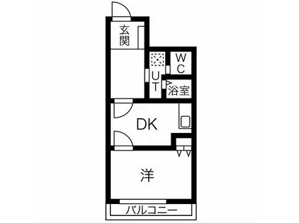 Kスクエアサウス(1DK/2階)の間取り写真