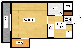 コーポさえき(1K/2階)の間取り写真