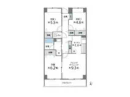 目黒本町マンション(3LDK/4階)の間取り写真