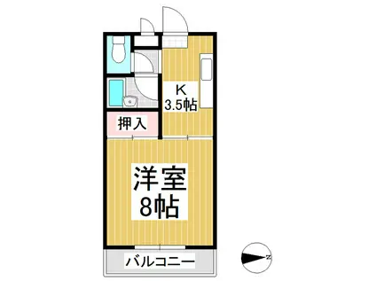 コーポ御幣川(1K/2階)の間取り写真