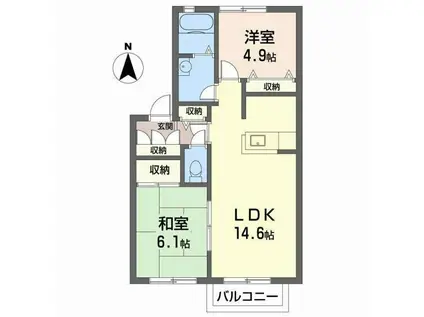 セファミ太子(2LDK/2階)の間取り写真