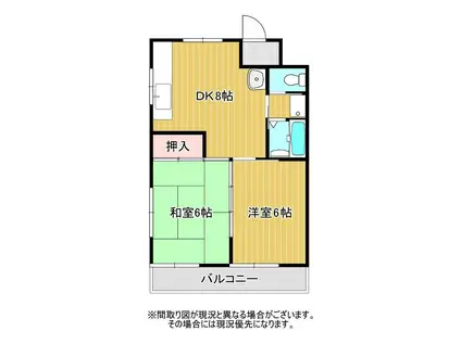 ハイツJUN A棟(2DK/2階)の間取り写真