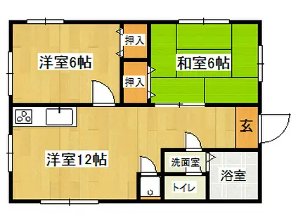 クリスタルメゾン上白川(2LDK/1階)の間取り写真