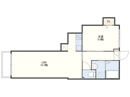 シーアンドスター赤迫(1LDK/2階)の間取り写真