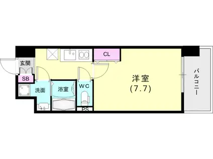 LIVIAZ KOBE CREST(1K/4階)の間取り写真