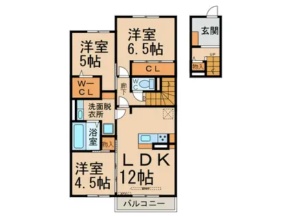 名鉄小牧線 小牧原駅 徒歩4分 2階建 築8年(3LDK/2階)の間取り写真