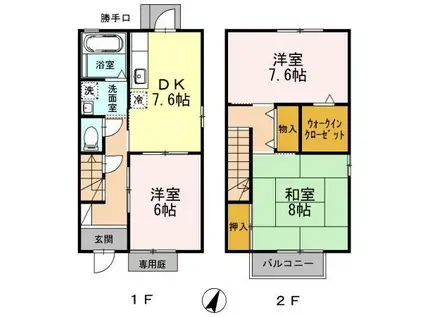 IホームTOWN 五番館(3DK/1階)の間取り写真