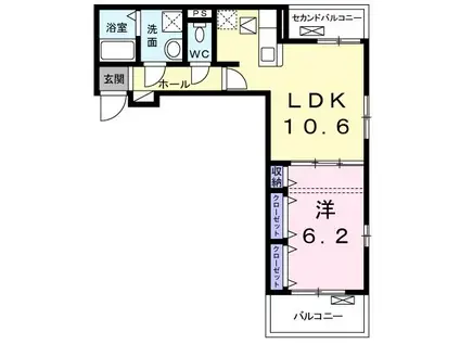 プログレスVII番館西屋敷(1LDK/1階)の間取り写真