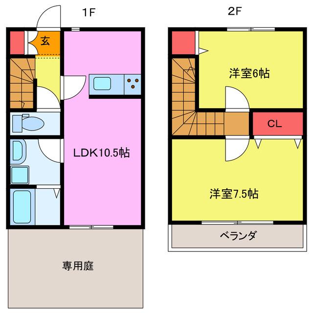 フロレゾンアサウミ(2LDK/1階)の間取り写真