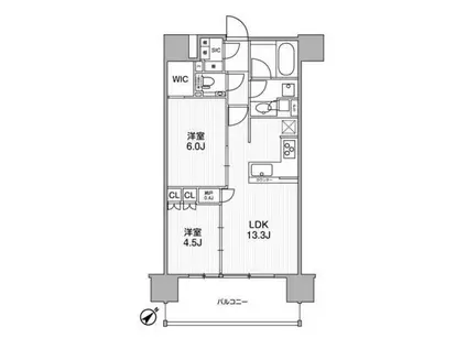 ディームス渋谷本町(2LDK/11階)の間取り写真