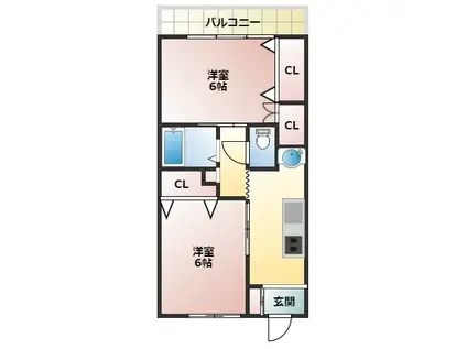 ヒカリマンション(2K/3階)の間取り写真